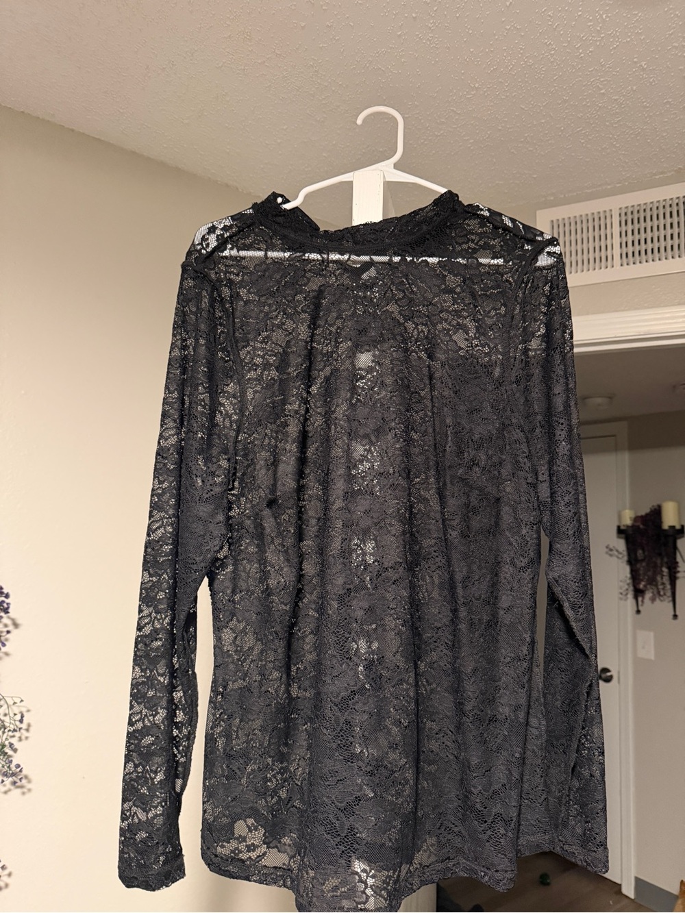 Lane Bryant Black Lace Long-Sleeve Blouse